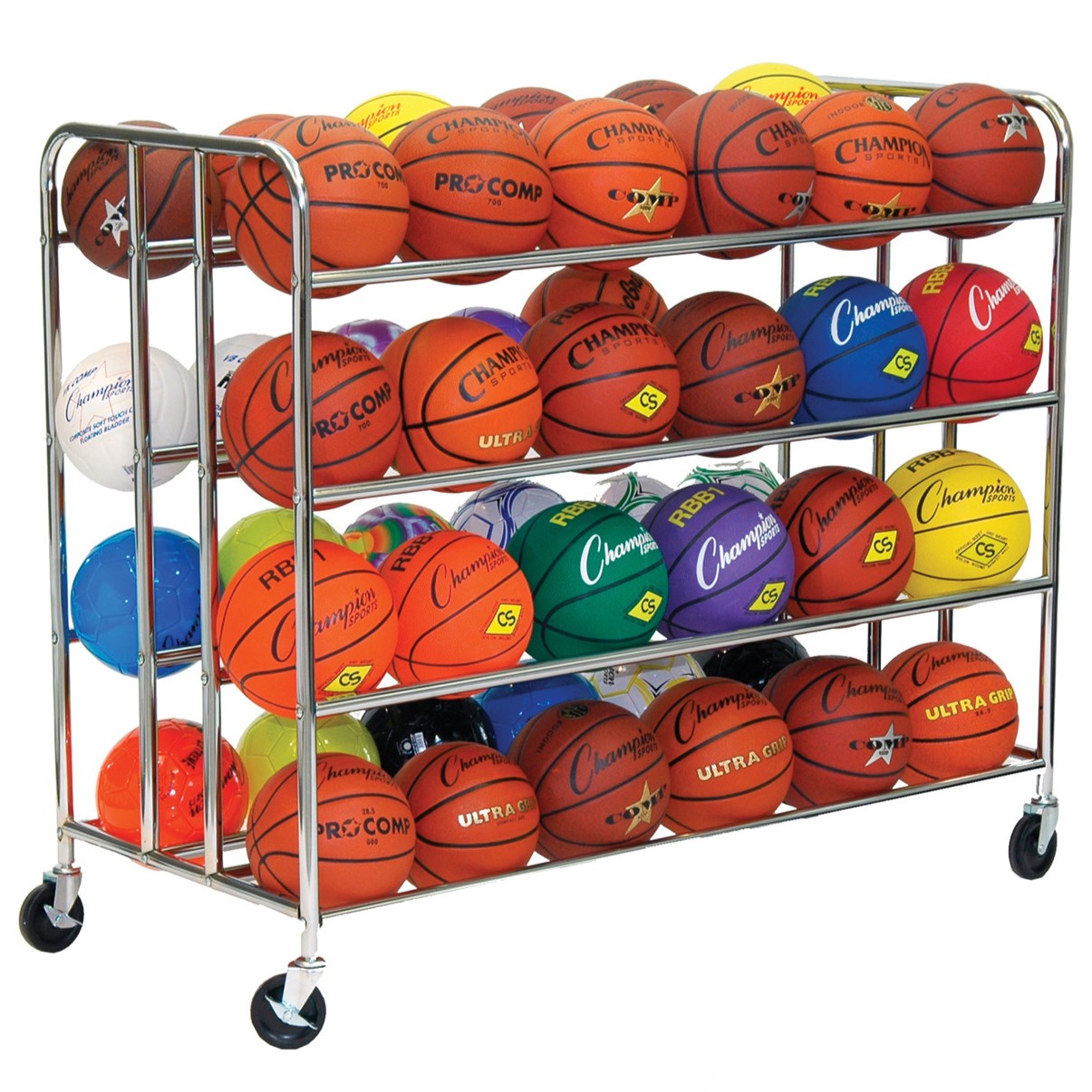 Champion Sports 48 Ball Double Wide Ball Cart