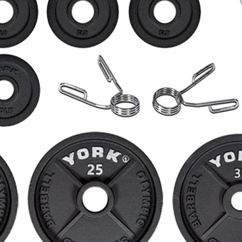 York Barbell 2″ Cast Iron Olympic Weight Plate Set (300lb)