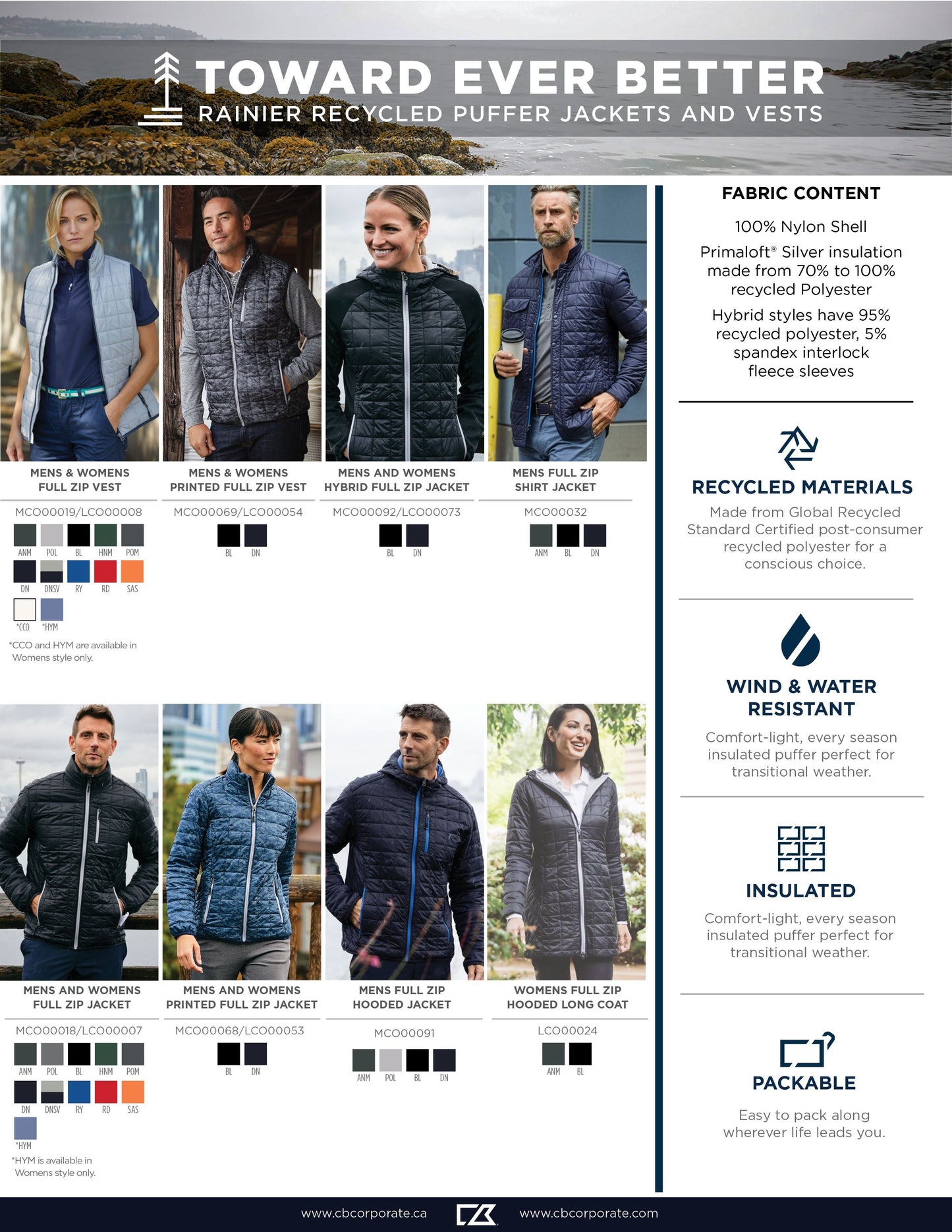 Cutter & Buck Women's Rainier Recycled Insulated Hybrid Puffer Full Zip Jacket