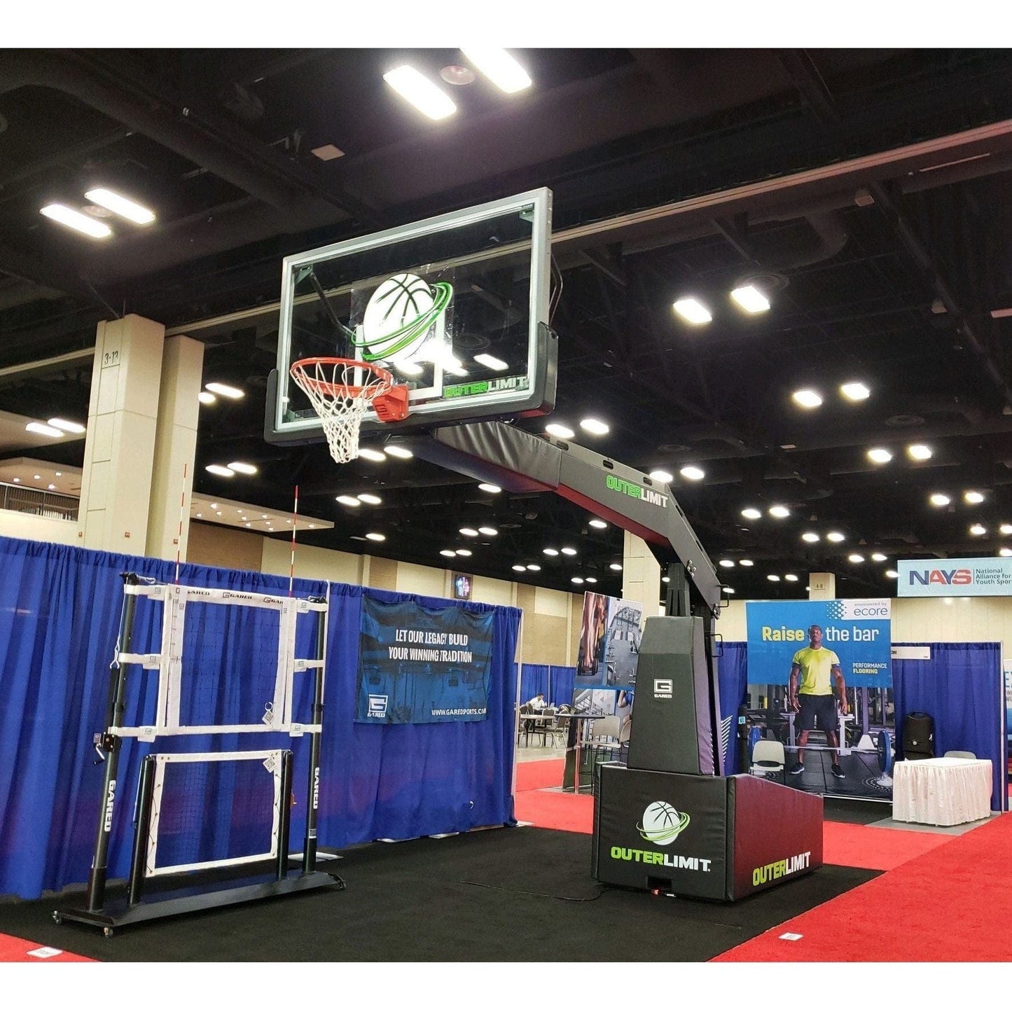 Gared Pro Arena Portable Basketball System Spring-Assisted 8' Boom 9716S