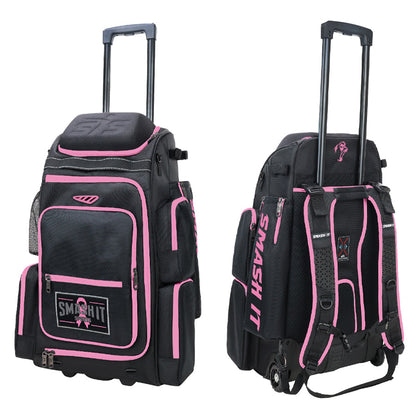 Smash Ops Lil’ Guerrilla Hybrid Roller/Bat Pack Bag - Pink Cancer Awareness