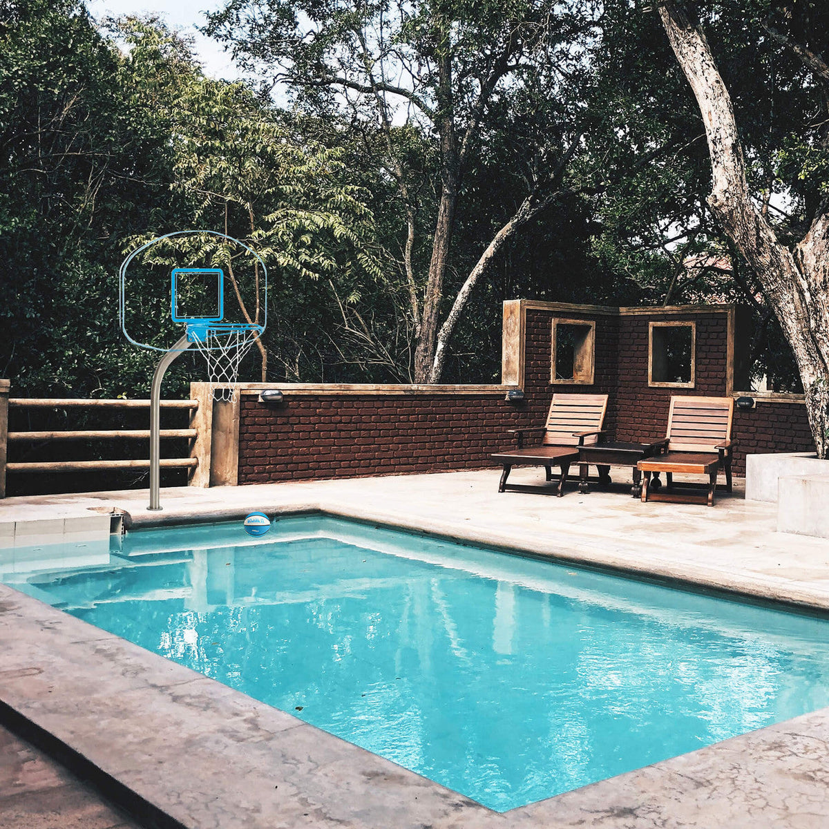 Dunn Rite Clear Hoop Jr. Deck-Mounted Pool Basketball Hoop (1.90" Post, Anchor not Included)