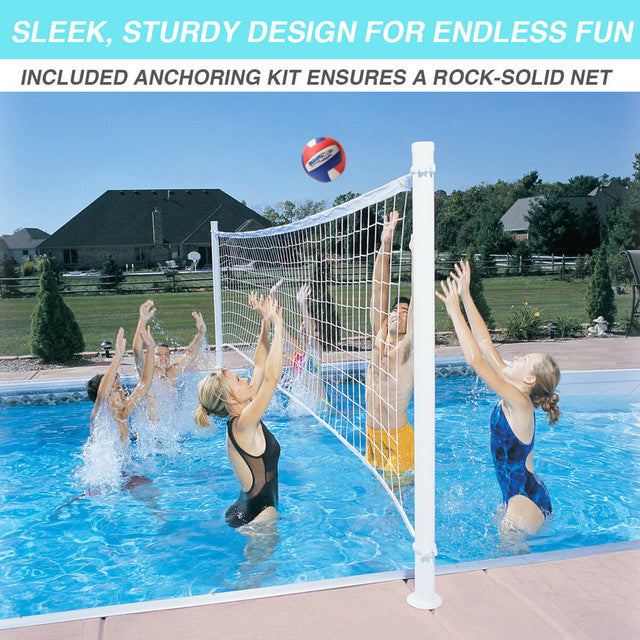 Dunn Rite Deck Shoot Combo Deck-Mounted Pool Basketball & Volleyball Set - White
