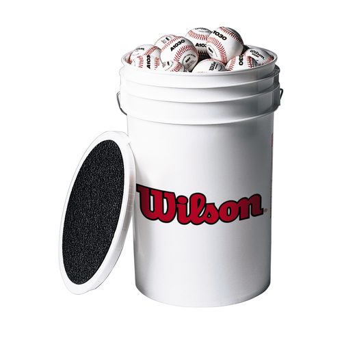 Wilson 3 Dozen A1030B Baseballs and A3948 Bucket with Padded Lid Combo