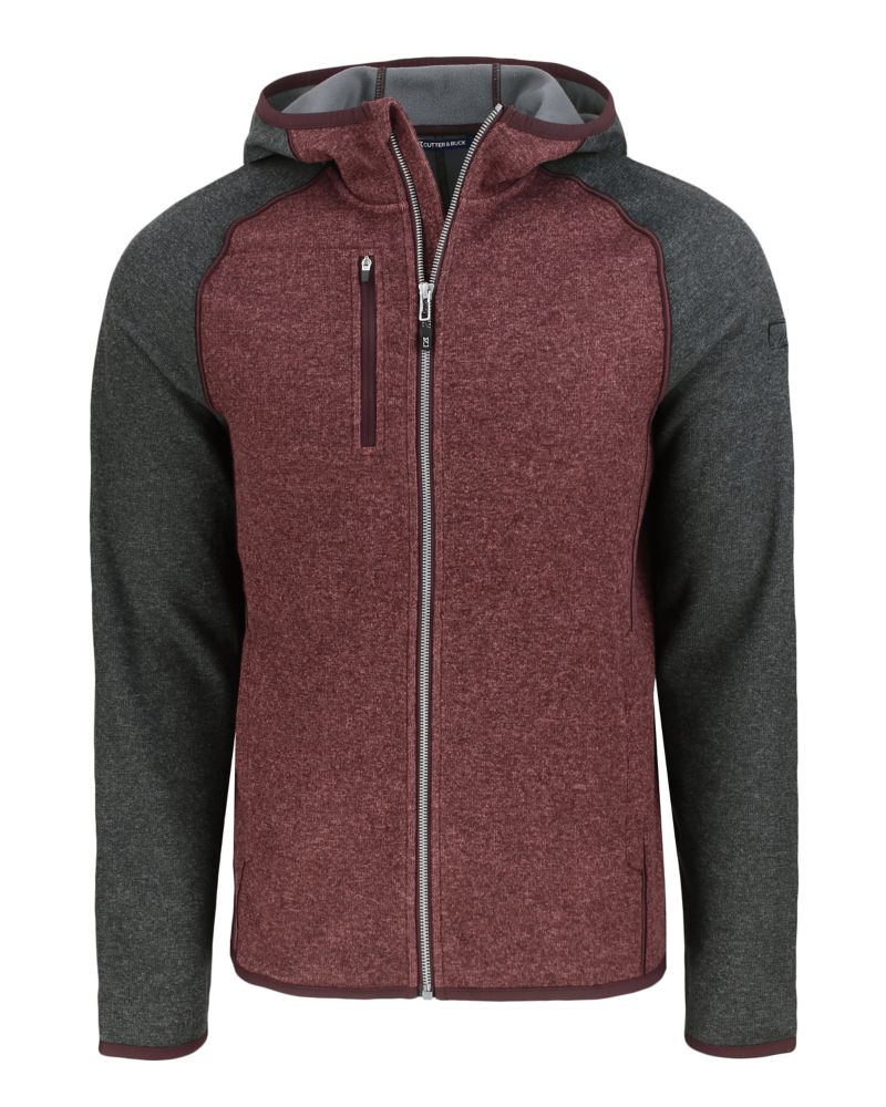 Cutter & Buck Men's Mainsail Sweater-Knit Full Zip Hooded Jacket