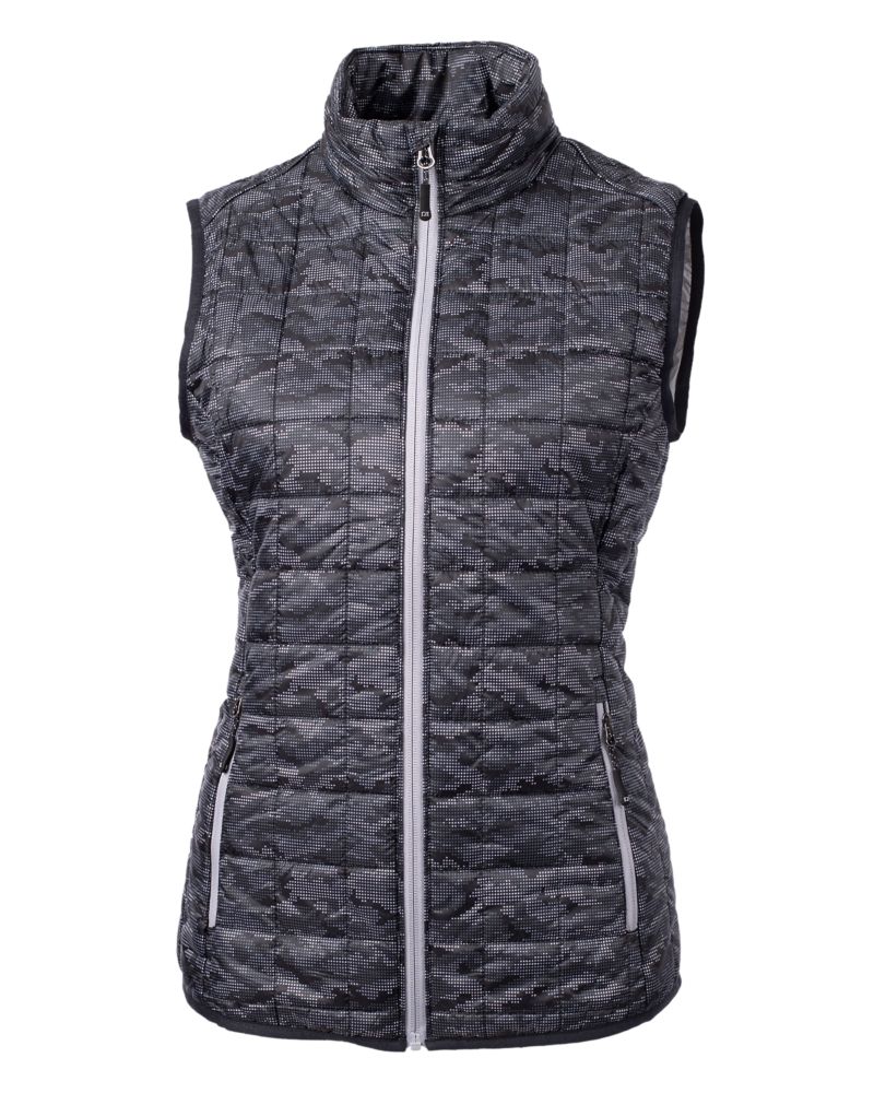 Cutter & Buck Women's Rainier Recycled Insulated Printed Puffer Full Zip Vest