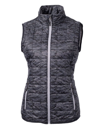 Cutter & Buck Women's Rainier Recycled Insulated Printed Puffer Full Zip Vest
