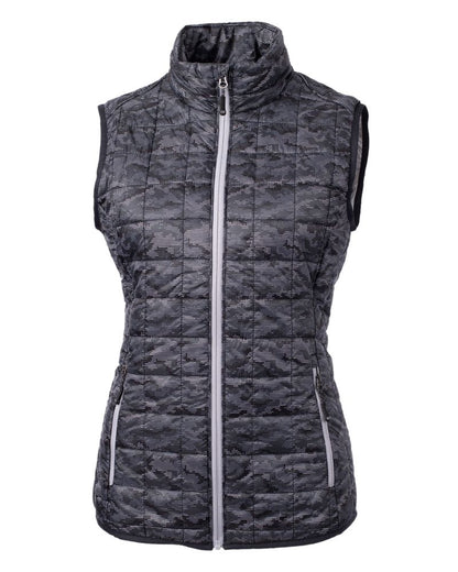 Cutter & Buck Women's Rainier Recycled Insulated Printed Puffer Full Zip Vest