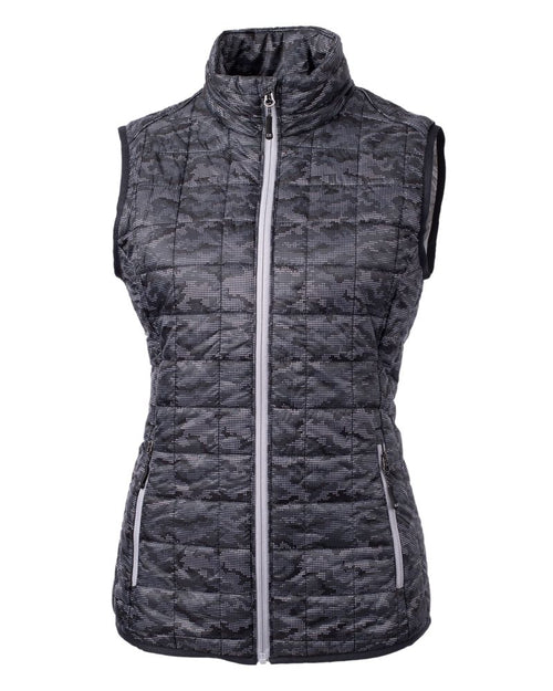 Cutter & Buck Women's Rainier Recycled Insulated Printed Puffer Full Zip Vest