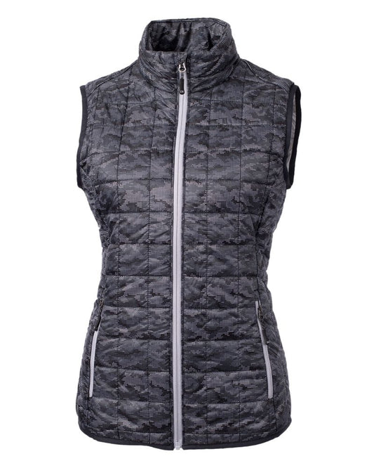 Cutter & Buck Women's Rainier Recycled Insulated Printed Puffer Full Zip Vest