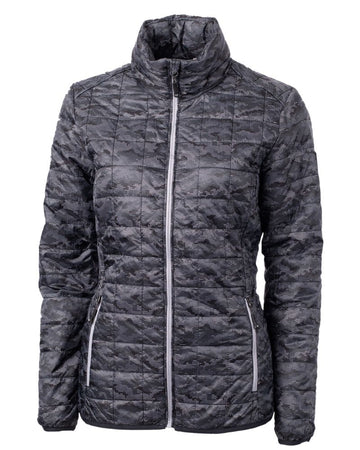 Cutter & Buck Women's Rainier Recycled Insulated Printed Puffer Full Zip Jacket