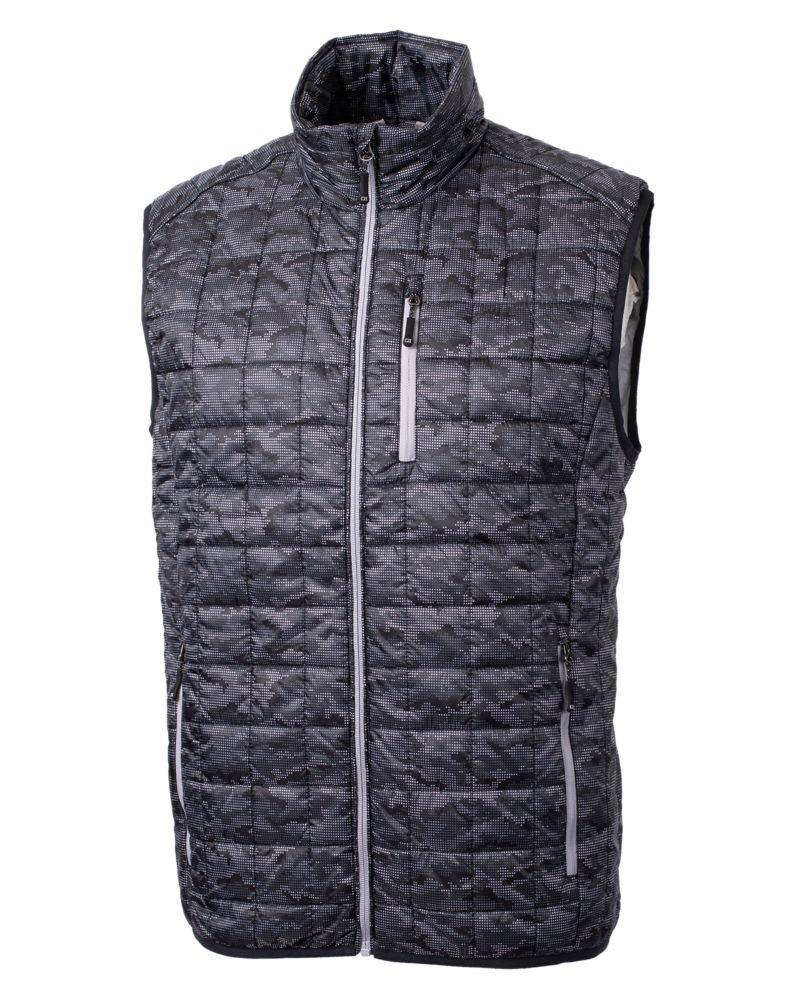 Cutter & Buck Men's Rainier Recycled Insulated Printed Puffer Full Zip Vest