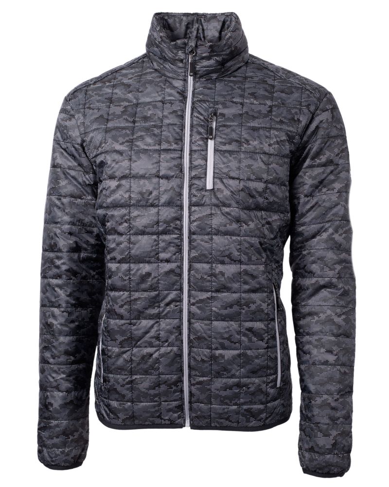 Cutter & Buck Men's Rainier Recycled Insulated Printed Puffer Full Zip Jacket