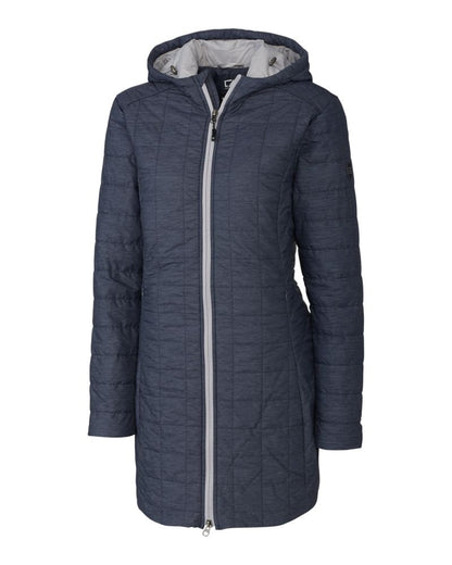 Cutter & Buck Women's Rainier Recycled Insulated Puffer Full Zip Hooded Long Coat