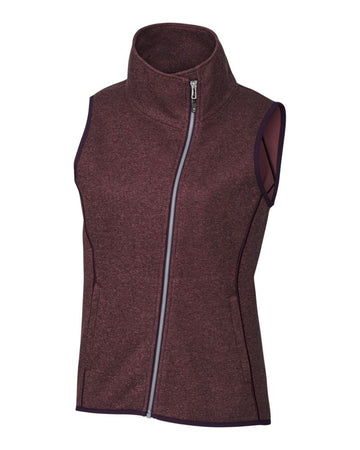 Cutter & Buck Women's Mainsail Sweater-Knit Full Zip Asymmetrical Vest