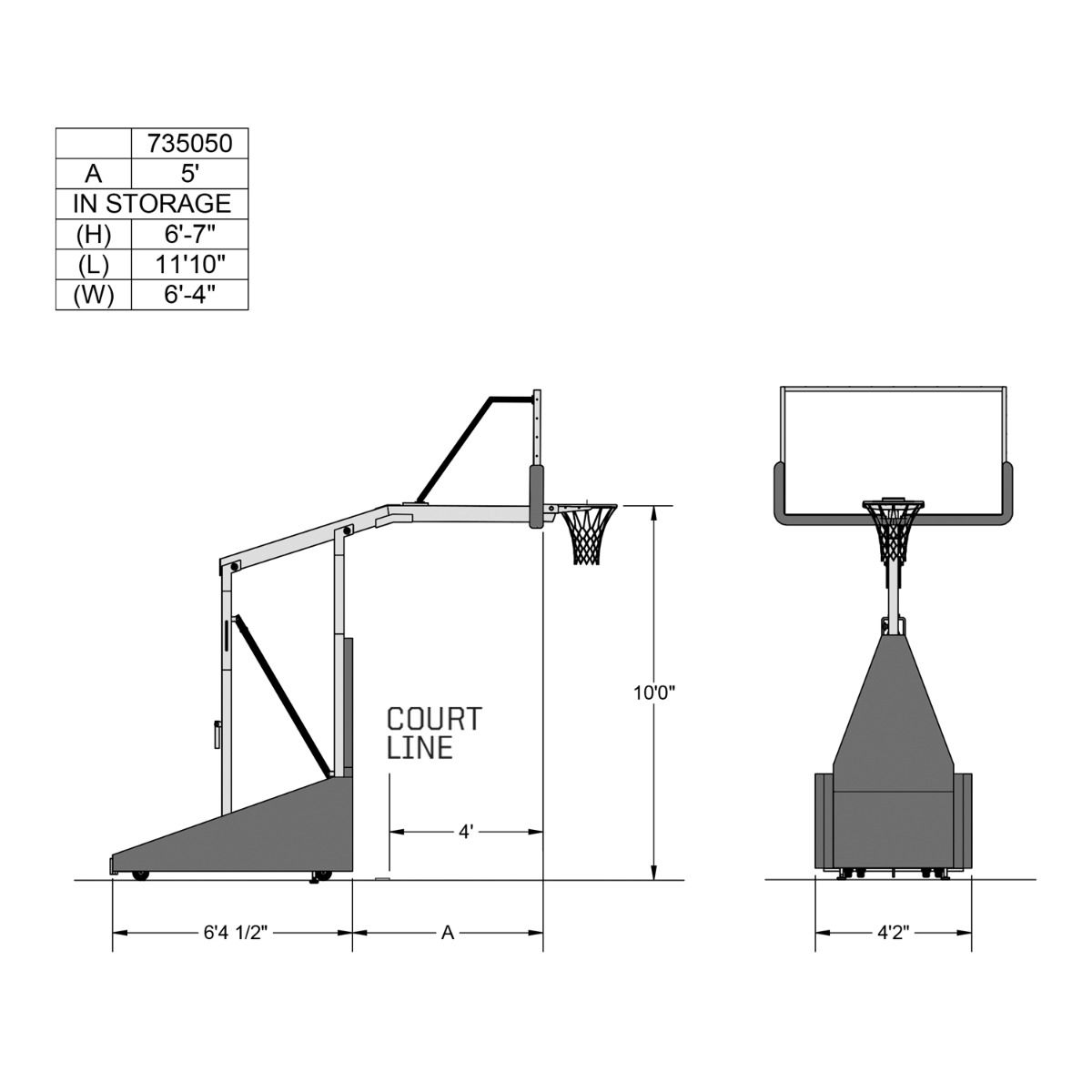 Porter Basketball 735 Competition Portable Backstop
