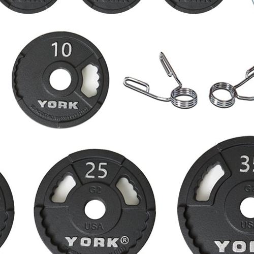 York Barbell G-2 Cast Iron Olympic Plate Set