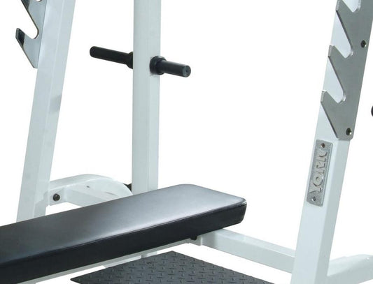 York Barbell STS Olympic Flat Bench with Gun Racks