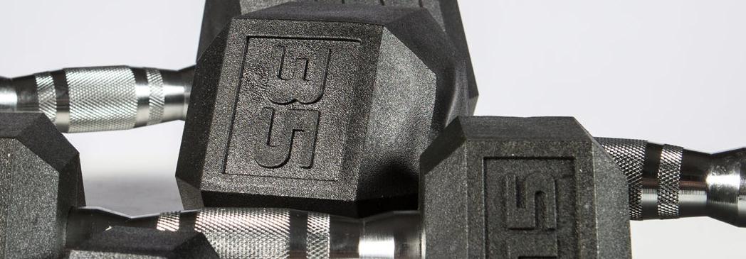 5-50lb York Barbell PVC Hex Dumbbell – Chrome Ergo Handle – SET