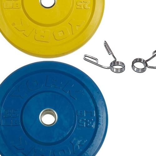 York Barbell Rubber Training Bumper Plate Set (Color)