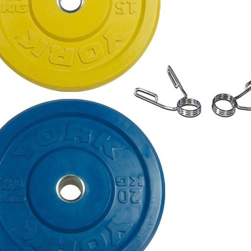 York Barbell Rubber Training Bumper Plate Set (Color, Metric)