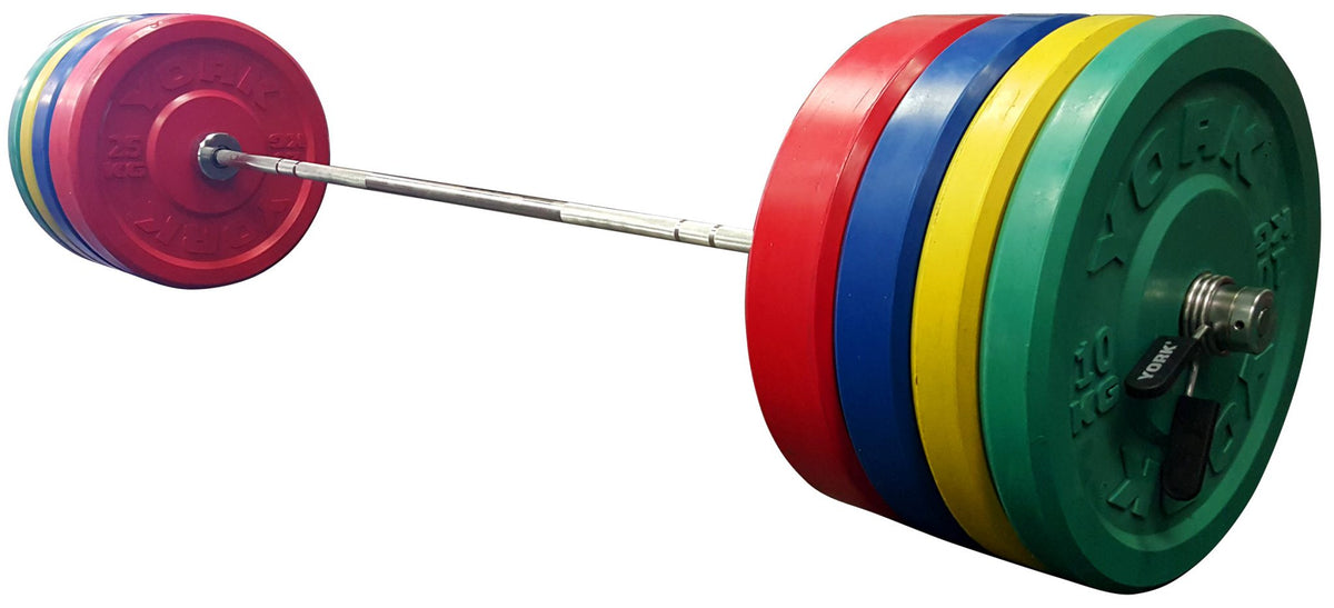 York Barbell Rubber Training Bumper Plate Set (Color, Metric)