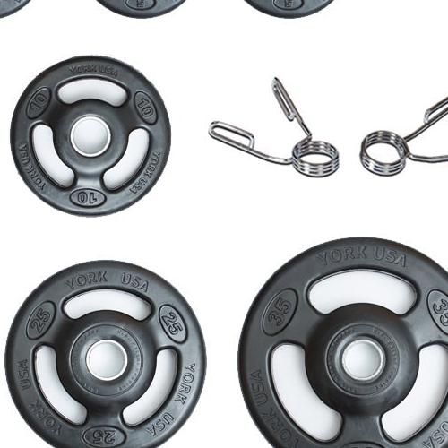 York Barbell Iso-Grip Rubber-Encased Steel Olympic Plate Set