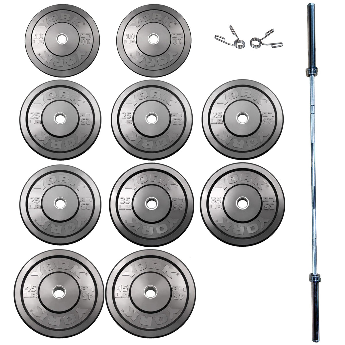 York Barbell Rubber Training Bumper Plate Set
