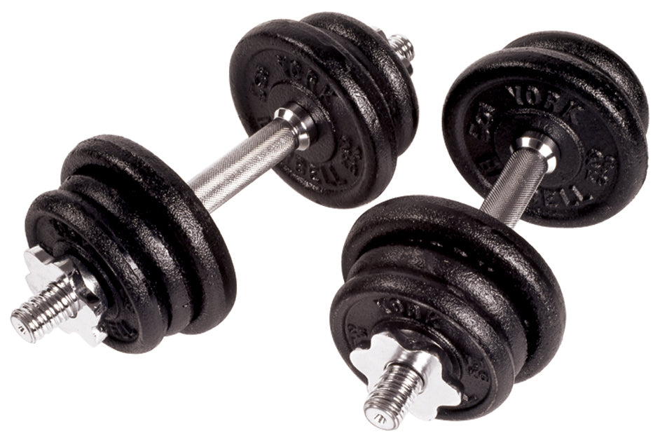 York Barbell Cast Iron Adjustable S/L Dumbbell Set