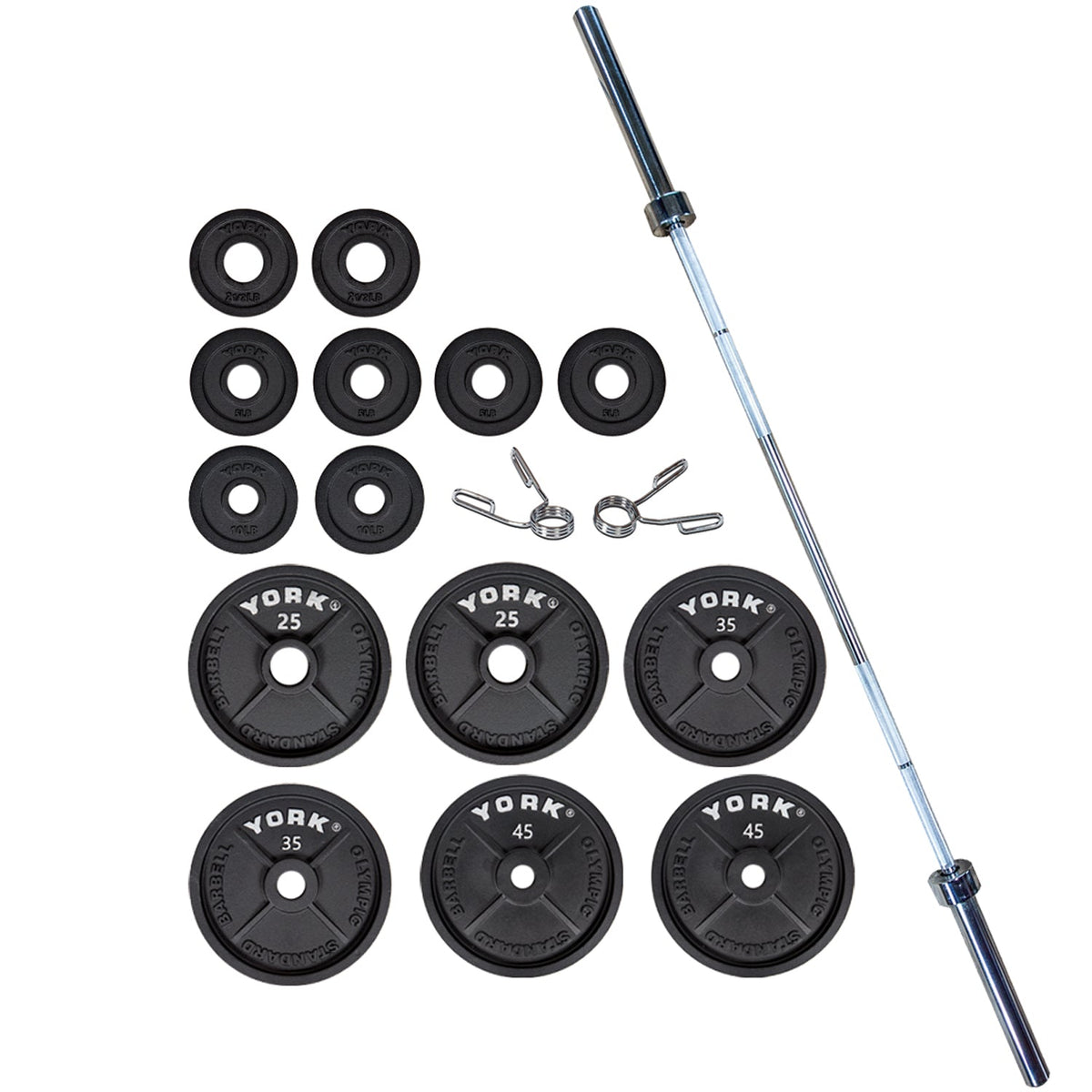 York Barbell 2″ Cast Iron Olympic Weight Plate Set (300lb)