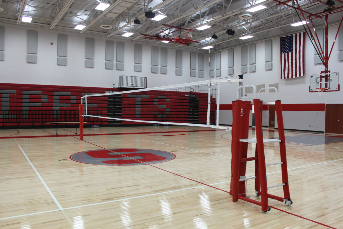 Gared Rallyline3 1/2" OD Scholastic Telescopic One-Court Volleyball System without Sleeves and Covers