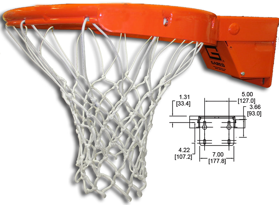 Gared Collegiate International Breakaway Rim with Tube Tie Net attachment