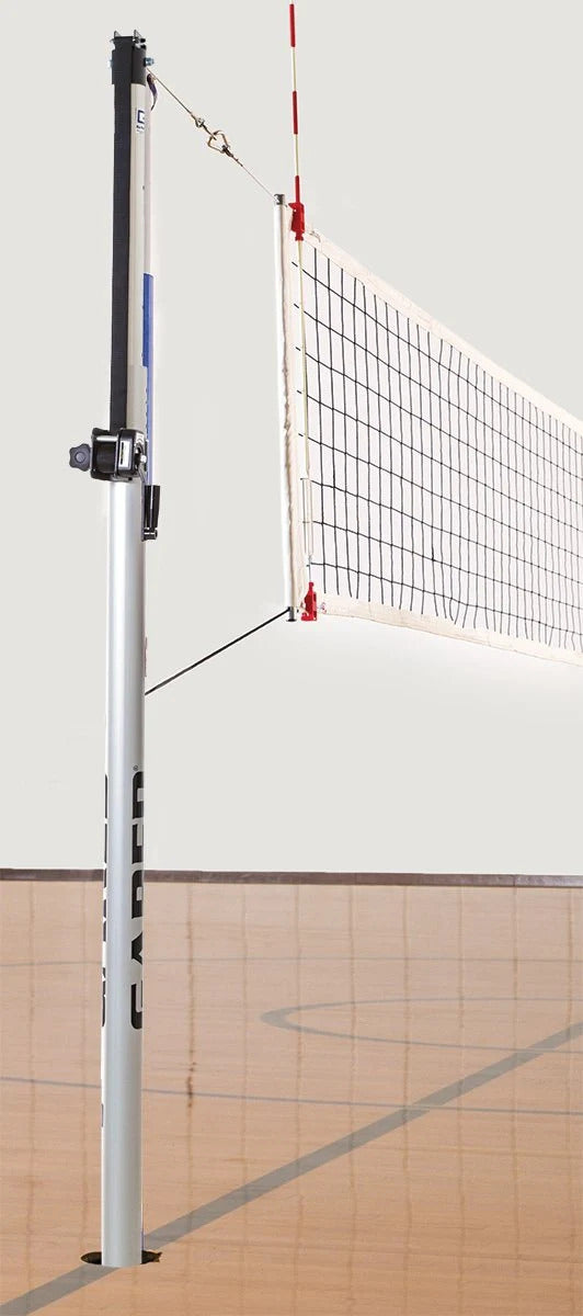 Gared Rallyline 3 1/2" OD Scholastic Telescopic Two-Court Volleyball System with Sleeves and Covers