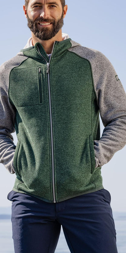 Cutter & Buck Men's Mainsail Sweater-Knit Full Zip Hooded Jacket