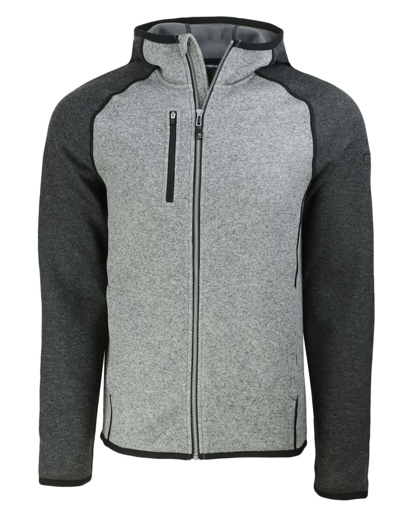 Cutter & Buck Men's Mainsail Sweater-Knit Full Zip Hooded Jacket