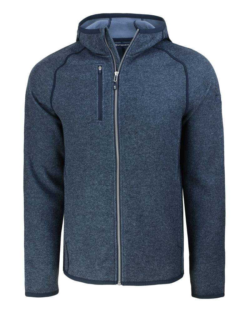 Cutter & Buck Men's Mainsail Sweater-Knit Full Zip Hooded Jacket