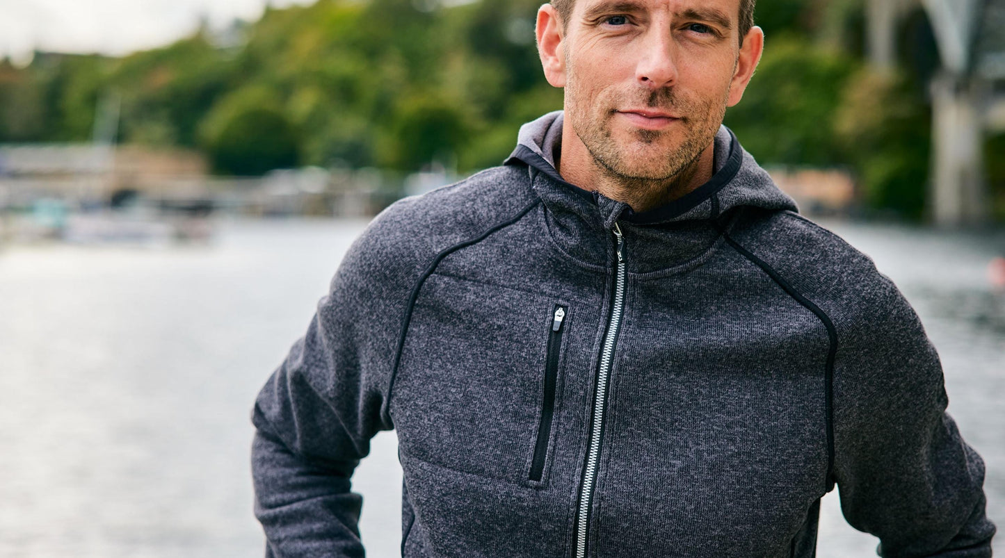 Cutter & Buck Men's Mainsail Sweater-Knit Full Zip Hooded Jacket