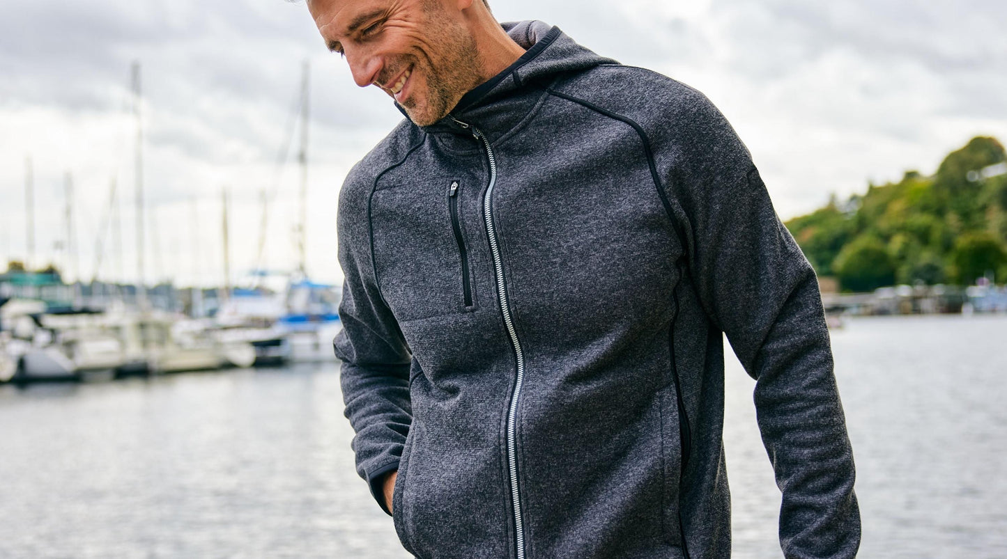 Cutter & Buck Men's Mainsail Sweater-Knit Full Zip Hooded Jacket