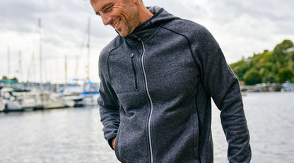 Cutter & Buck Men's Mainsail Sweater-Knit Full Zip Hooded Jacket