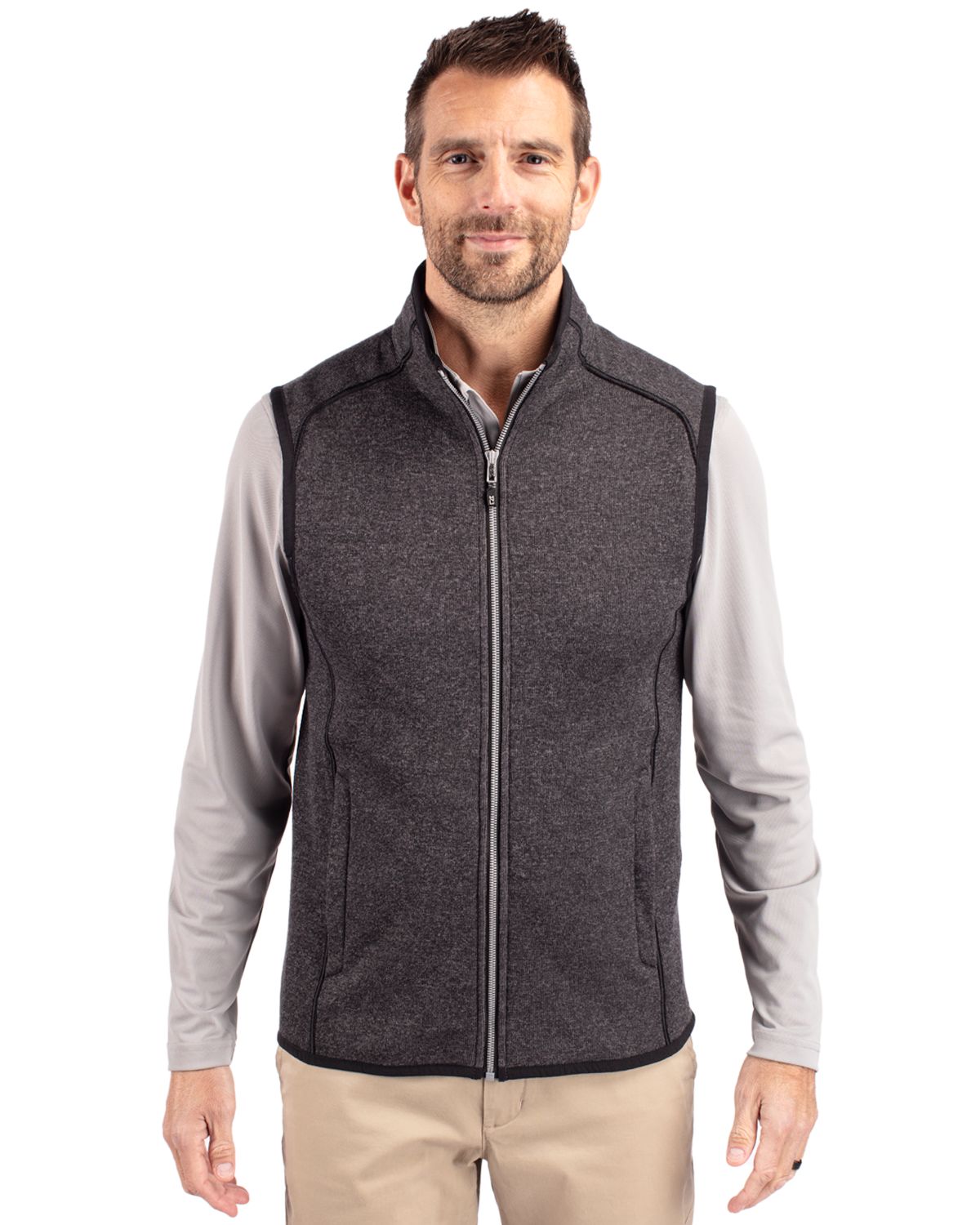 Cutter & Buck Men's Mainsail Sweater-Knit Full Zip Vest