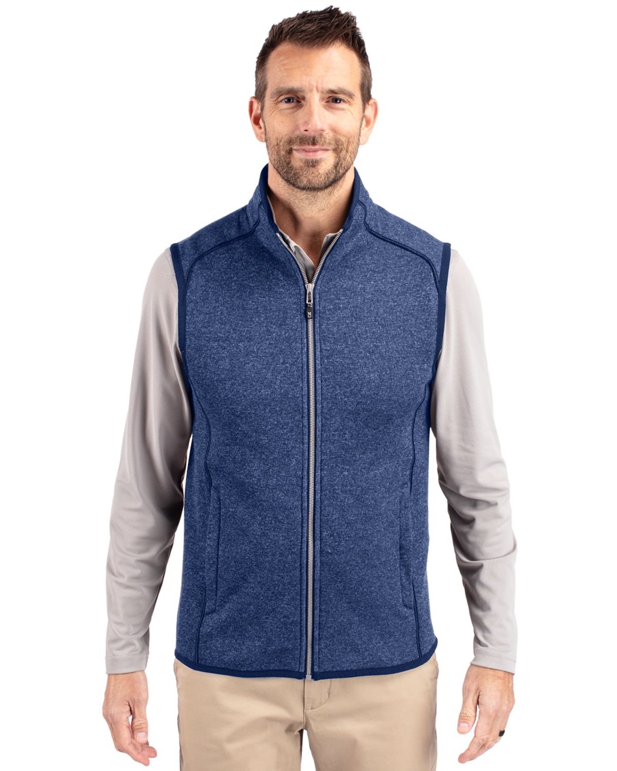 Cutter & Buck Men's Mainsail Sweater-Knit Full Zip Vest