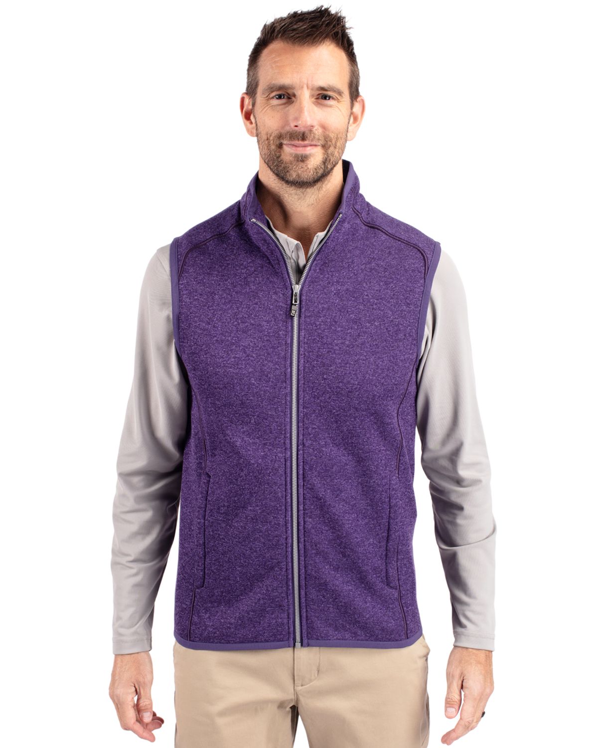 Cutter & Buck Men's Mainsail Sweater-Knit Full Zip Vest