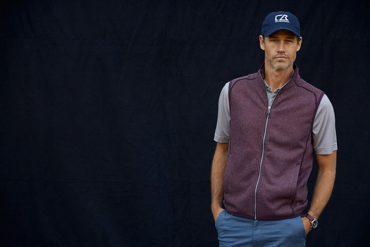 Cutter & Buck Men's Mainsail Sweater-Knit Full Zip Vest