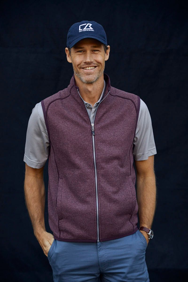 Cutter & Buck Men's Mainsail Sweater-Knit Full Zip Vest