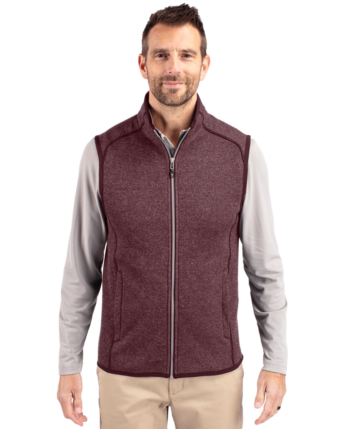 Cutter & Buck Men's Mainsail Sweater-Knit Full Zip Vest