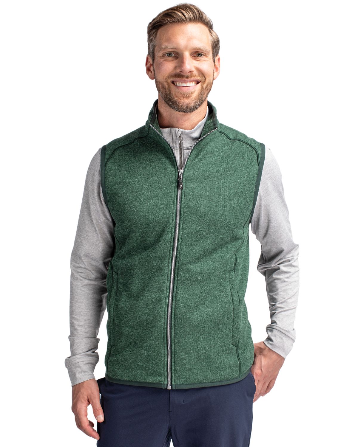 Cutter & Buck Men's Mainsail Sweater-Knit Full Zip Vest