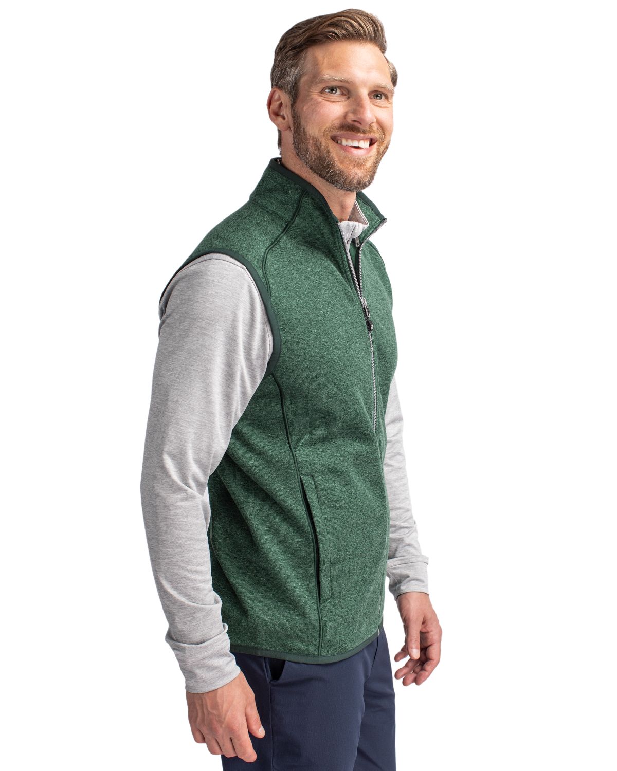 Cutter & Buck Men's Mainsail Sweater-Knit Full Zip Vest