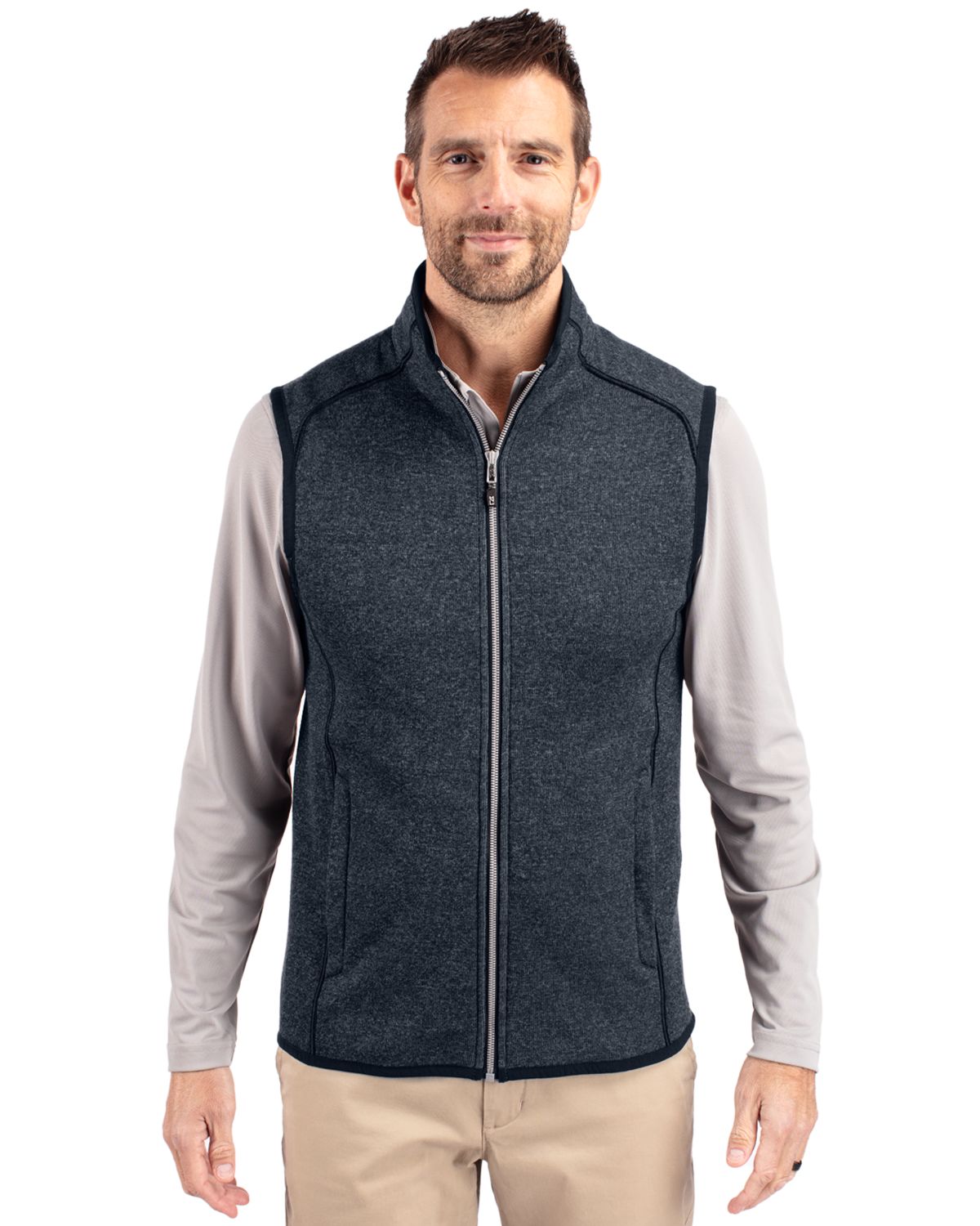 Cutter & Buck Men's Mainsail Sweater-Knit Full Zip Vest