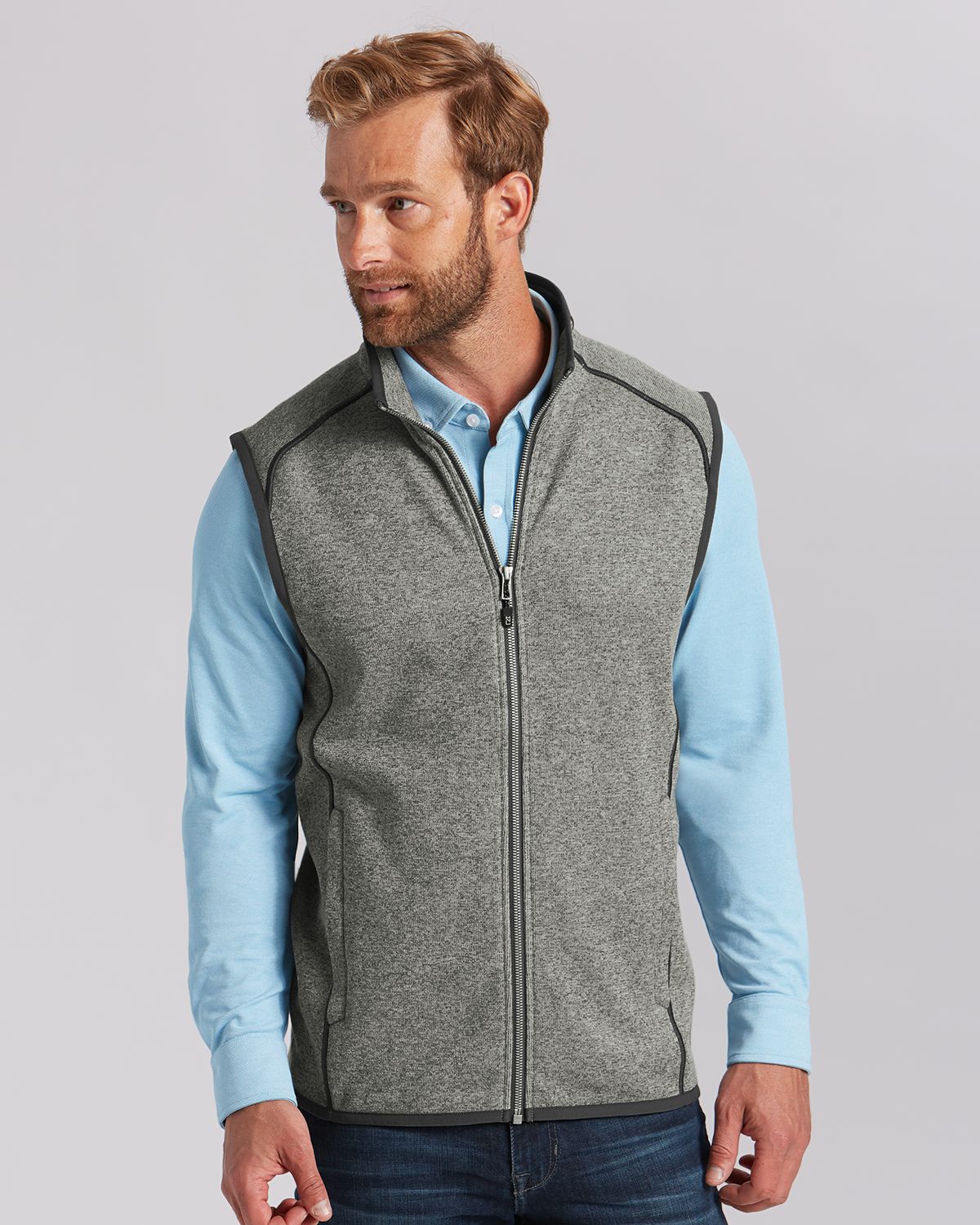 Cutter & Buck Men's Mainsail Sweater-Knit Full Zip Vest