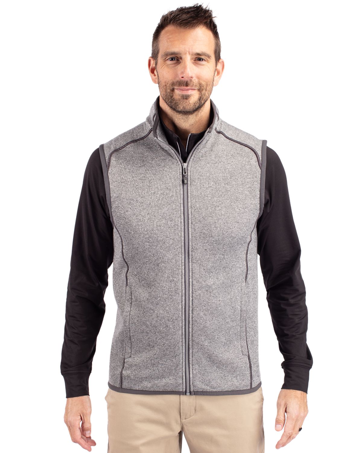 Cutter & Buck Men's Mainsail Sweater-Knit Full Zip Vest